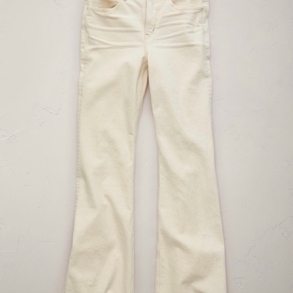 American Eagle Outfitters Cream Flare Jeans